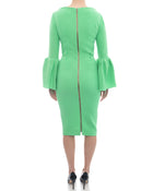 Roksanda Ilincic Margot Lantern sleeve Lime Green Wool Cocktail Dress - 6