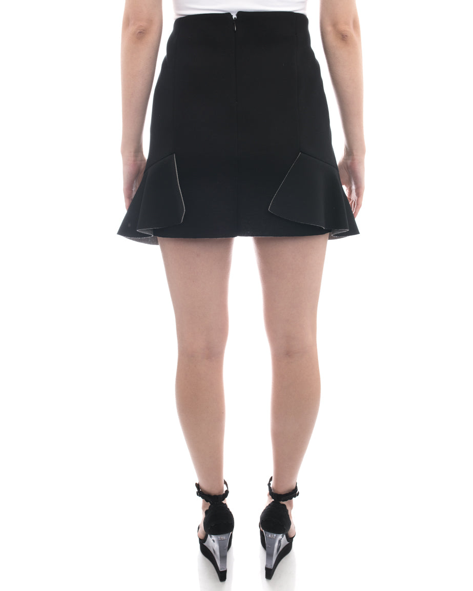 Marni Black Double Faced Mini Skirt with Flounce Hem - L