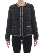 Moncler Grey Wool Silver Chaine Giubbotto Puffer Coat - 2