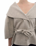 Oscar de la Renta Dove Grey Double Faced Wool Short Coat - L