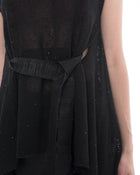 Brunello Cucinelli Black Sleeveless Knit Top with Ribbon Belt – M