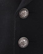 Balmain Black Wool Pea Coat with Silver Buttons – S