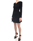 Nina Ricci Black Wool Knit Jersey Dress with Flared Skirt - 6
