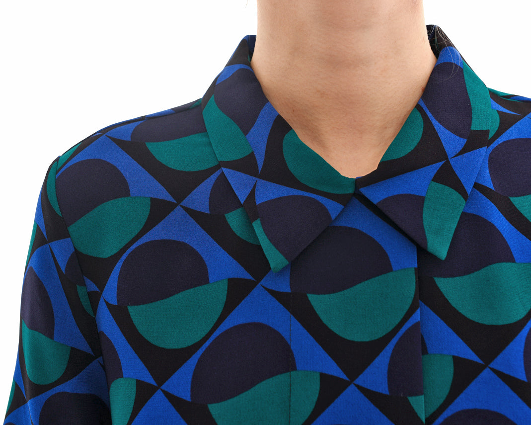 Marc Jacobs Collection Blue Green Teal Graphic Op Art Shift Dress - 6 / 8