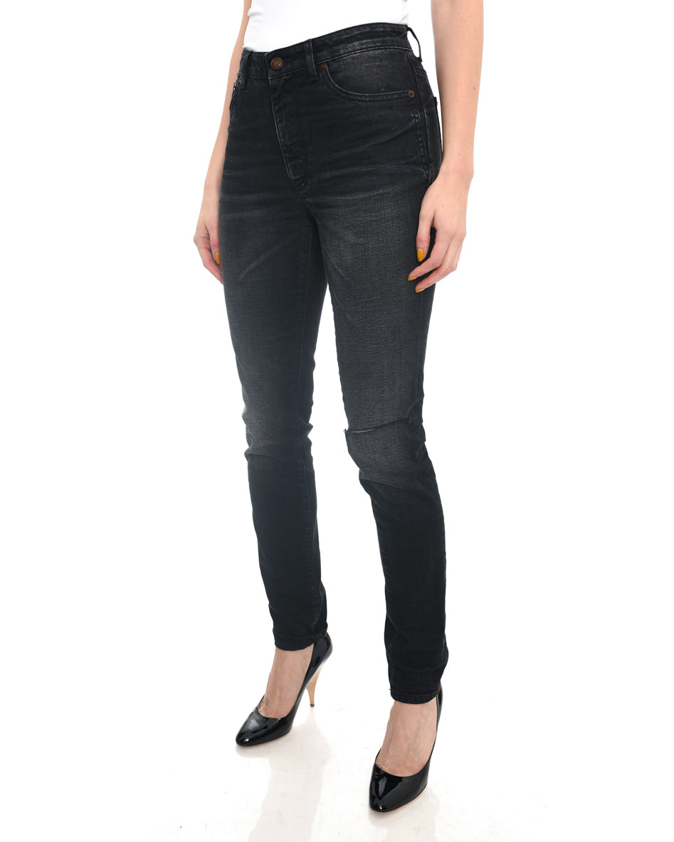 Saint Laurent Black Denim Skinny Jeans - 29