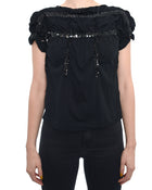 Tricot Comme des Garcons Black T Shirt with Black Sequins - 4