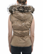 Brunello Cucinelli Light Taupe Puffer Vest with Fur Hood - XS