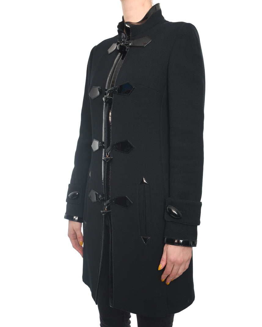 Andrew GN Black Coat with Patent Leather Trim and Toggle Buttons - 2/4