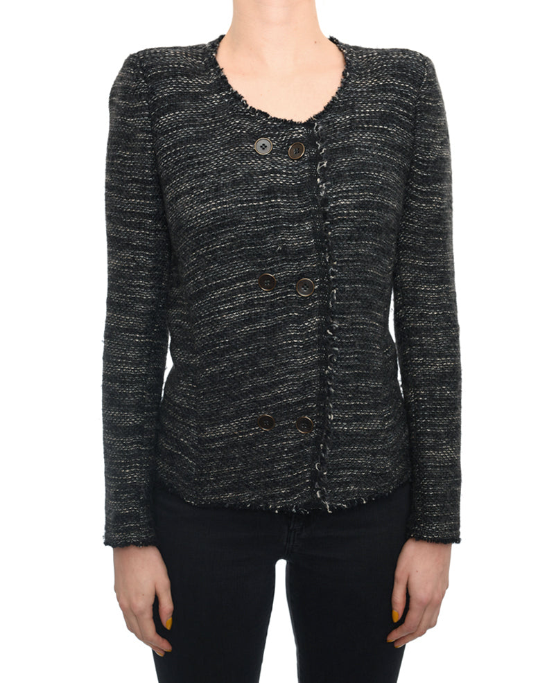 Isabel Marant Grey Straight Cut Tweed Jacket - 6