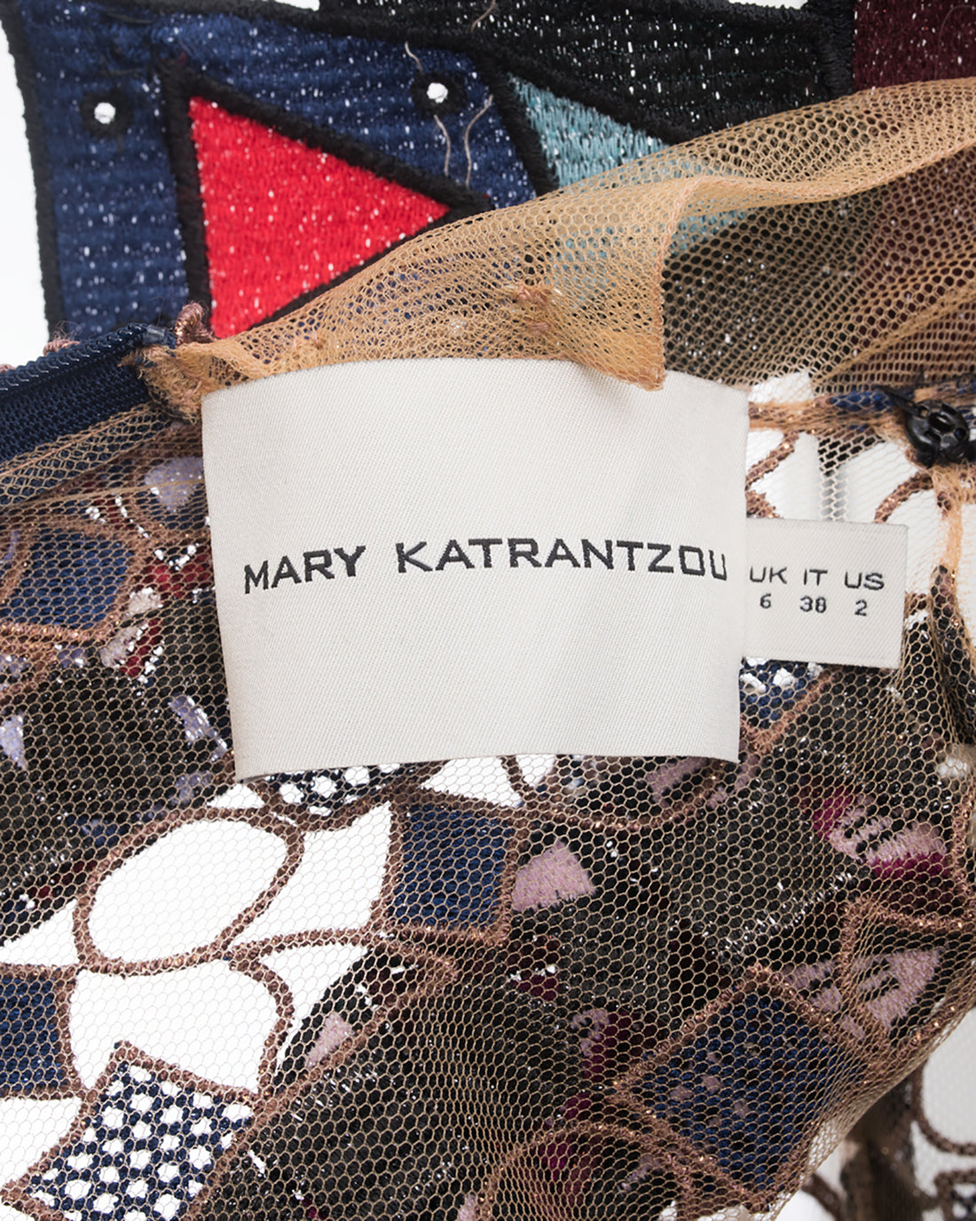 Mary Katrantzou Fall 2014 Navy and Gold Pincop Guipure Lace Dress - 2