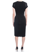 Nina Ricci Black Fitted Jersey Dress with Satin Inset - 10
