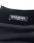  Balmain Black Velvet Stretch Mini Dress with Silver Studs - 10