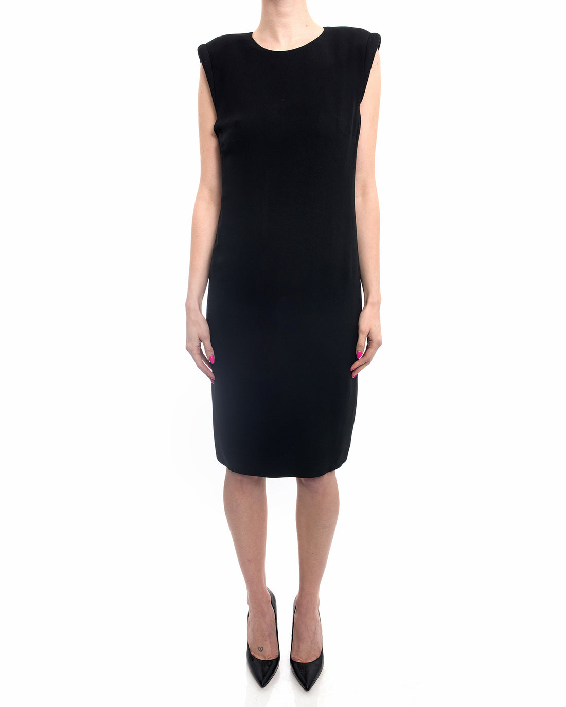 Gianni Versace Vintage 1990's Black Column Dress with Padded Shoulders I MISS YOU VINTAGE Gianni Versace Vintage 1990's Black Column Dress with Padded Shoulders I MISS YOU VINTAGE