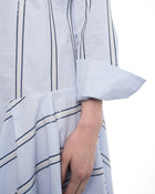 Brunello Cucinelli Light Blue Cotton Striped Shirt Dress - 8