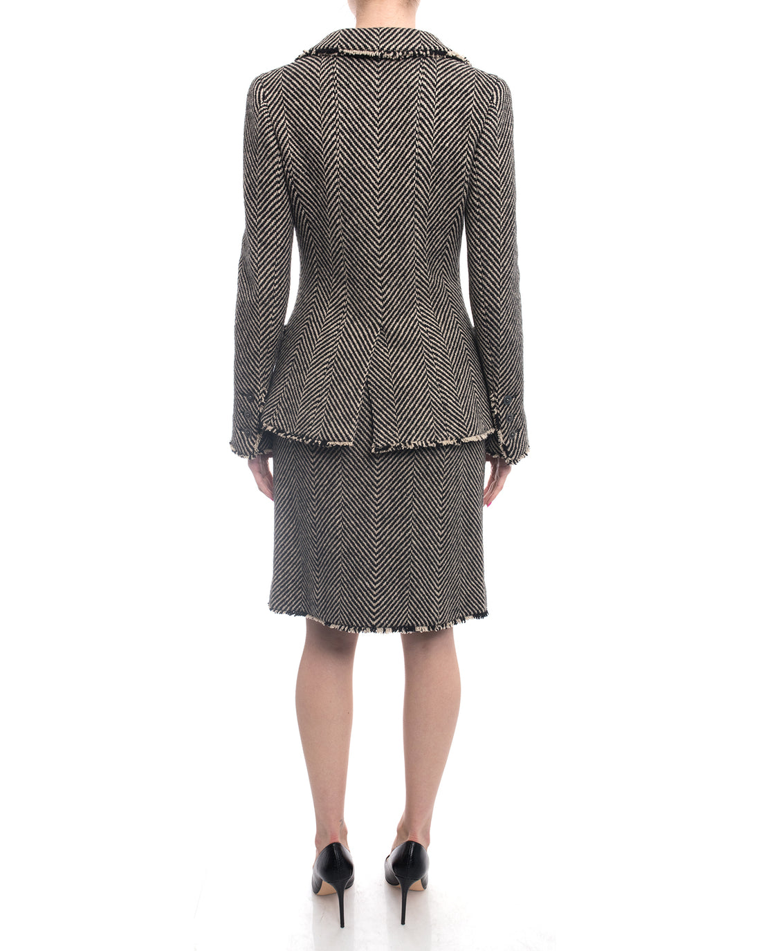 Chanel 06A Wool Herringbone Skirt Suit - 6
