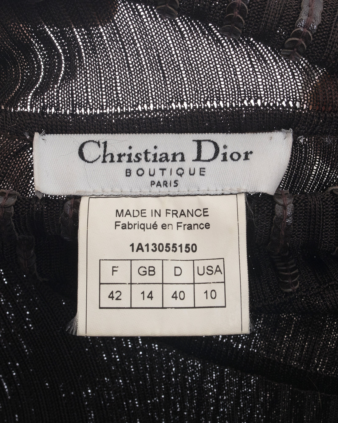 Christian Dior Brown Ribbed Turtleneck with Leather Sequins - L