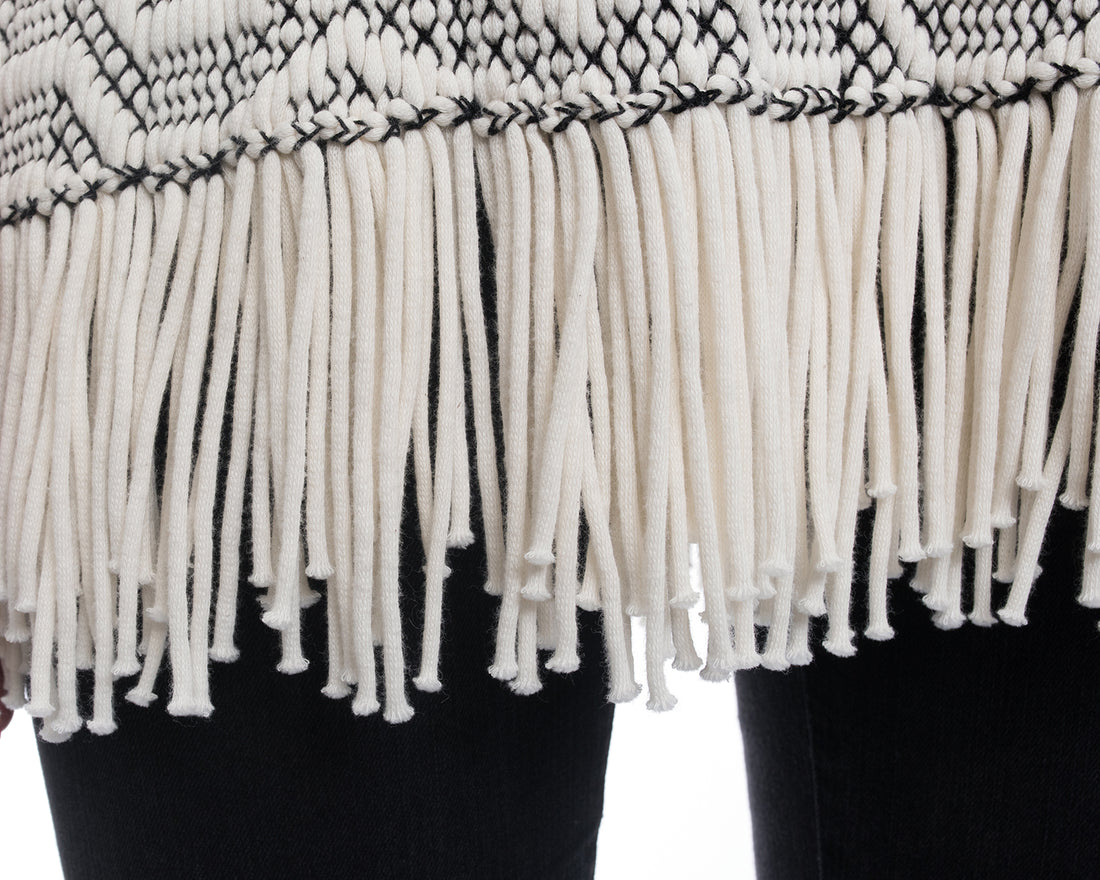 Proenza Schouler Black and White Knit Fringe Sleeveless Top - M