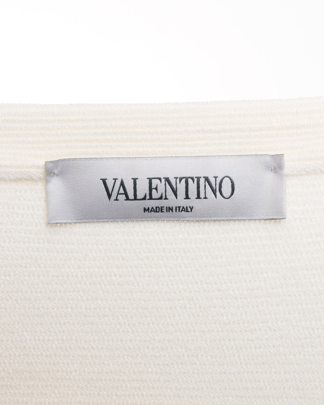 Valentino Cream Ribbed Knit Short Sleeve Top with Lace Hem - 8