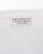  Brunello Cucinelli White Silk Blend Tank Top with Bead Stripes - M