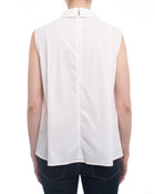 Peter Pilotto Pallas White Sleeveless Collared Shirt with Blue Lace - 8