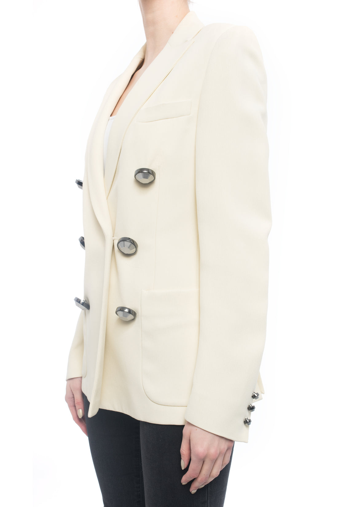 Christopher Kane Spring 2015 Runway Ivory Jacket with Silver Buttons - 4