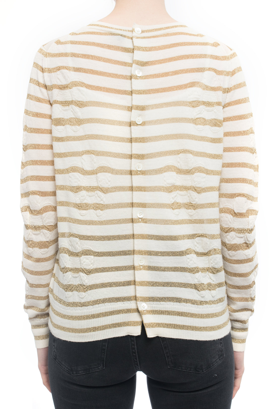 Tricot Comme des Garcons Gold and Ivory Striped Sweater Top - S