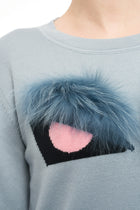 Fendi Light Blue and Pink Knit Monster Bag Bug Fur Eyes Sweater - 6