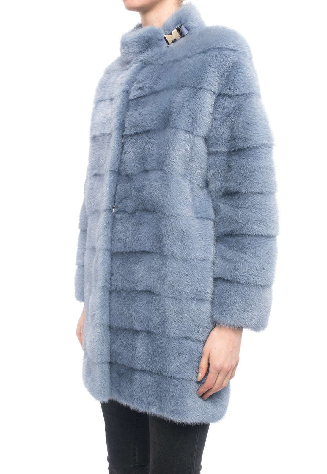 Lysa Lash Light Blue Mink Fur Coat - 6