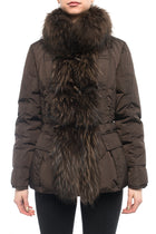 Moncler Gillon Brown Fox Fur Trim Puffer Coat - S