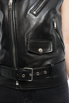 Saint Laurent Black Leather Motorcycle Zip Vest - 6