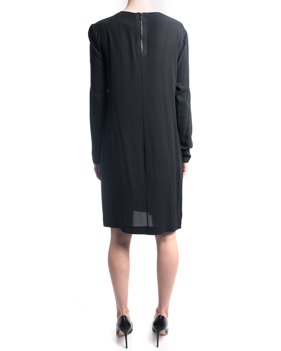 Gucci Black Silk Long Sleeve Shift Dress with Zippers at Side - 10