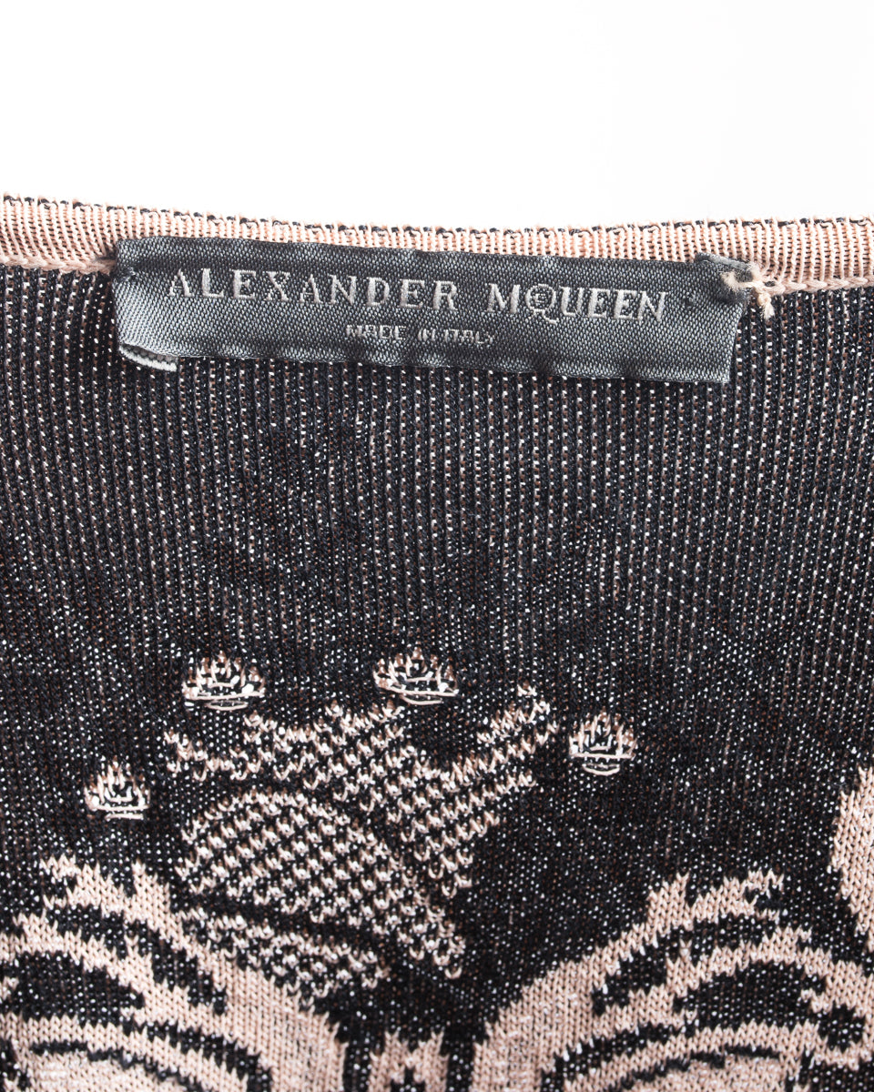 Alexander McQueen Blush Pink and Black Knit Intarsia Bodycon Dress