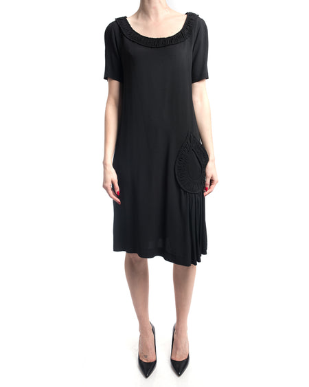 Viktor & Rolf Black Rayon Straight Cut Shift Dress - 8