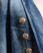 Balmain Denim Jacket with Gold Military Buttons - L / 12