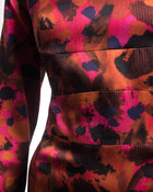 Erdem Fall 2011 Runway Pink Orange Silk Marbled Long Sleeve Wiggle Dress - L