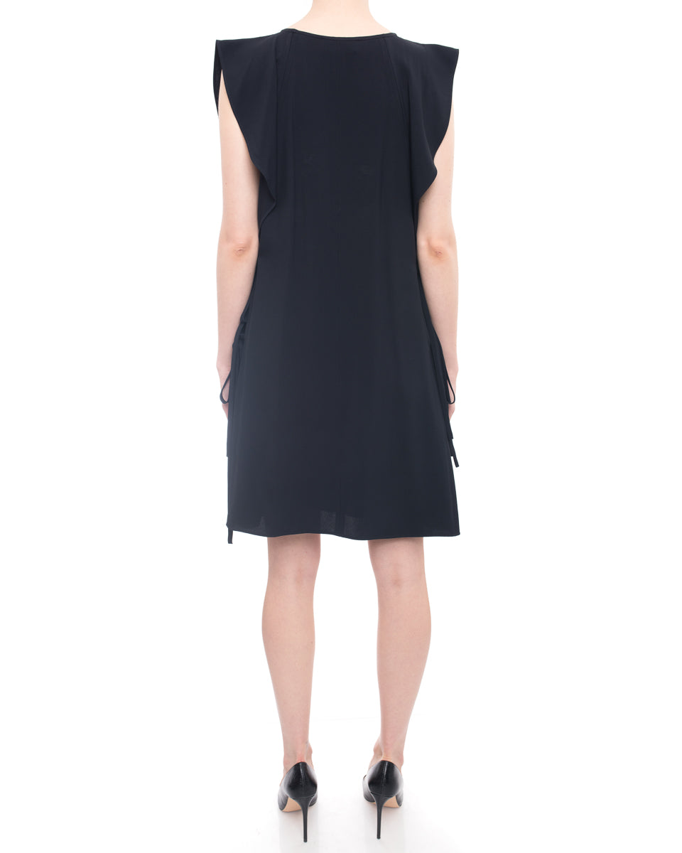 Chloe Navy Ruffle Sleeveless Dress With Side Ties - 10