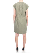 Brunello Cucinelli Khaki Green Short Shift Dress with Neck Sash - 8