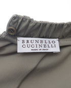 Brunello Cucinelli Khaki Green Short Shift Dress with Neck Sash