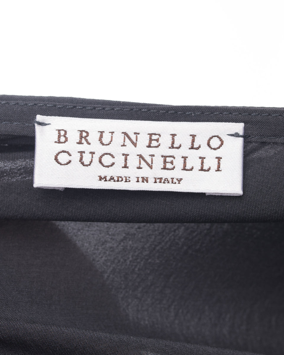 Brunello Cucinelli Grey Silk and Knit Jersey Midi Dress - S