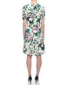 Burberry Green and Pink Silk Floral Print Short Sleeve Dress - 8