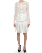 Chanel 2015 Spring Runway White Lace Pleat Skirt Suit - 4/6