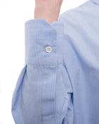 Brunello Cucinelli Blue Cotton Button Down Long Sleeve Shirt with Bead Trim
