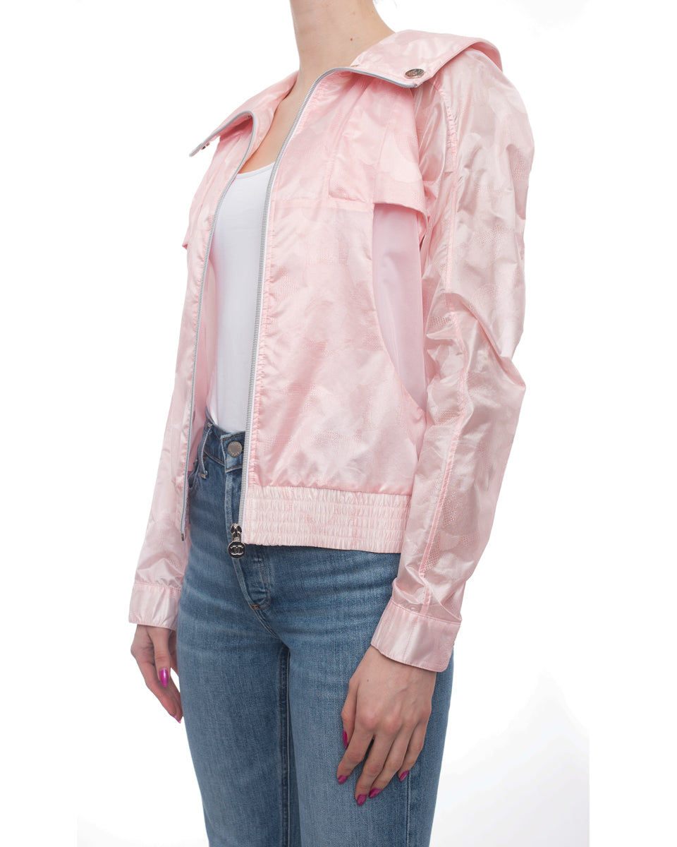 Chanel 17P Pink Light Nylon Zip Jacket - 38