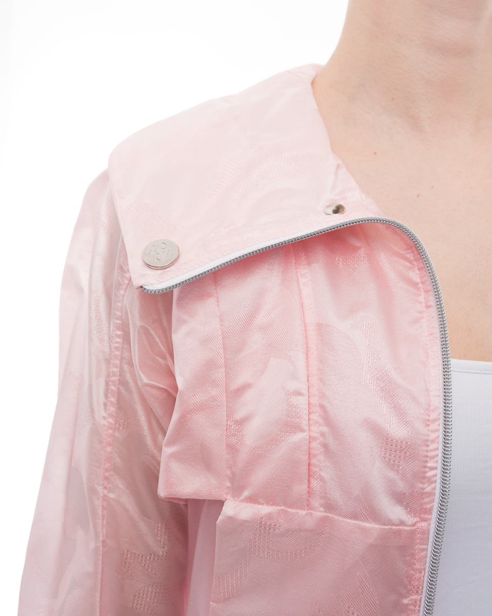 Chanel 17P Pink Light Nylon Zip Jacket - 38