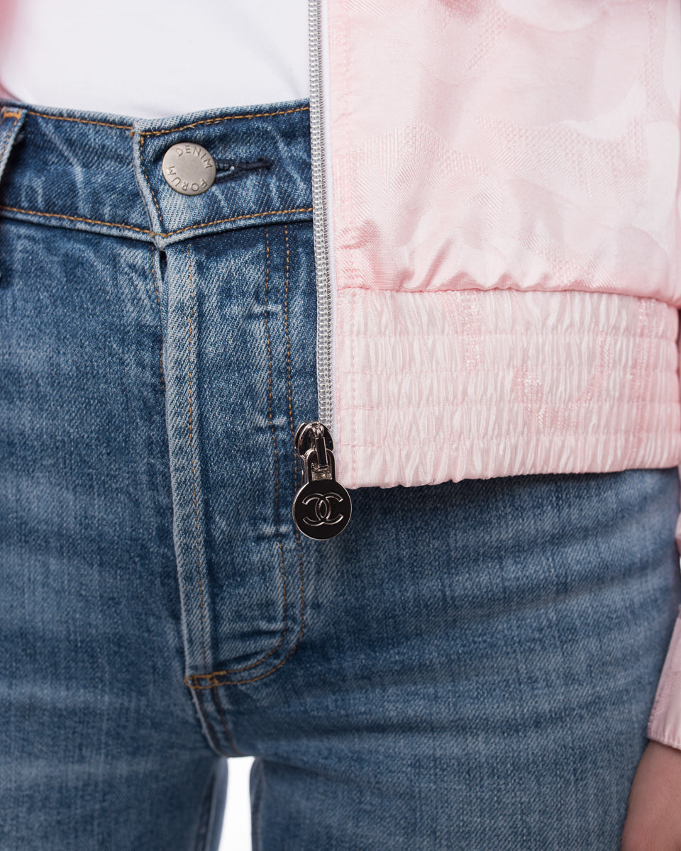 Chanel 17P Pink Light Nylon Zip Jacket - 38