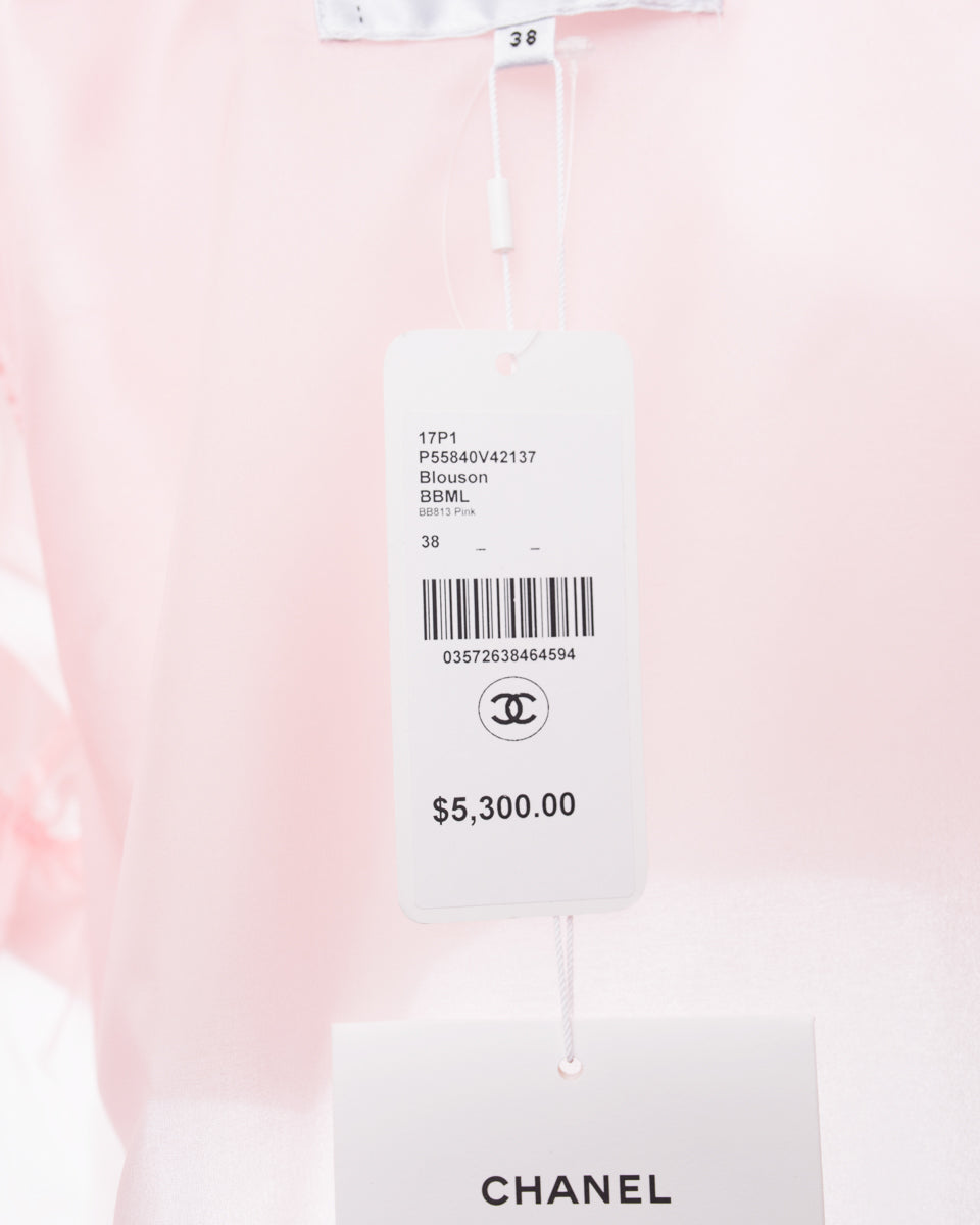 Chanel 17P Pink Light Nylon Zip Jacket - 38