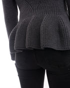 Alexander McQueen Grey Knit Zipper Front Peplum Sweater - M