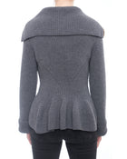 Alexander McQueen Grey Knit Zipper Front Peplum Sweater - M