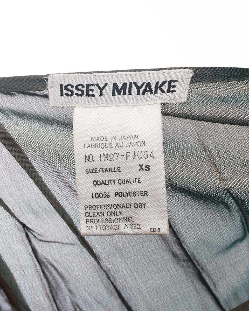 Issey Miyake Dark Green Iridescent Pleat Tank Top and Matching Scarf - M