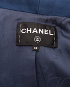 Chanel Cuba 2017 Resort Blue Denim Jacket with Satin Tux Lapel - 38